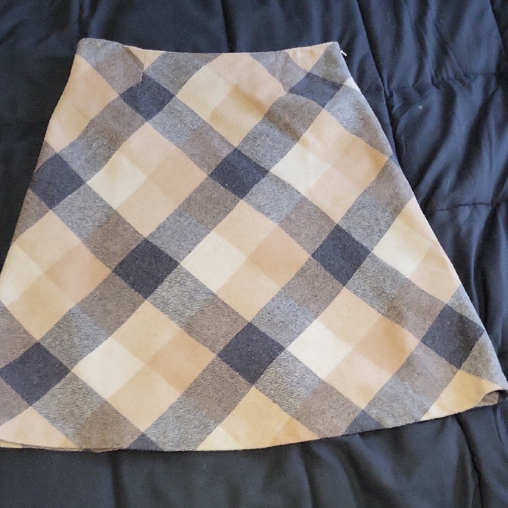 Chadwicks Tan and Black Plaid A-Line Skirt